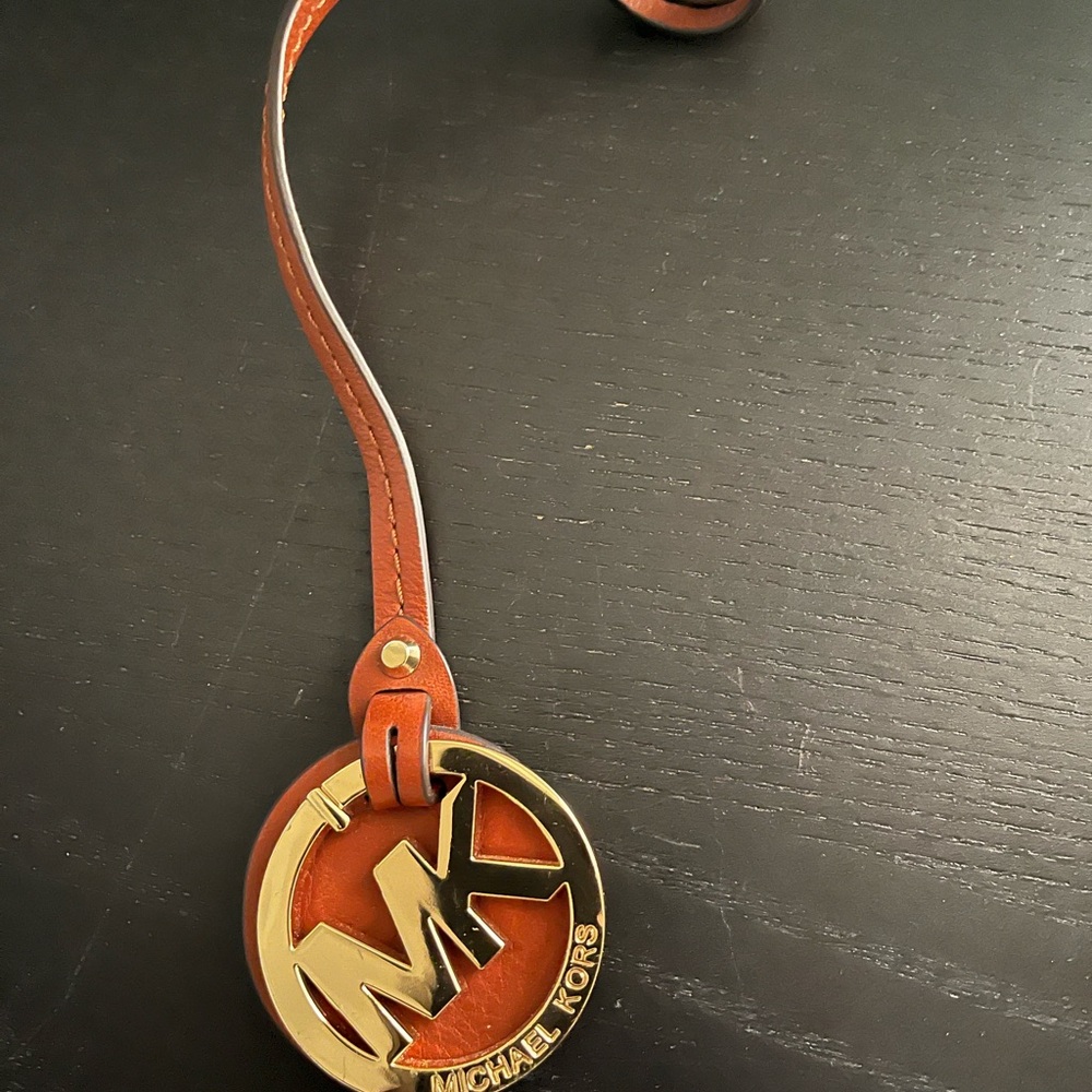 Michael Kors Brown Leather and Gold Bag Charm/Tag